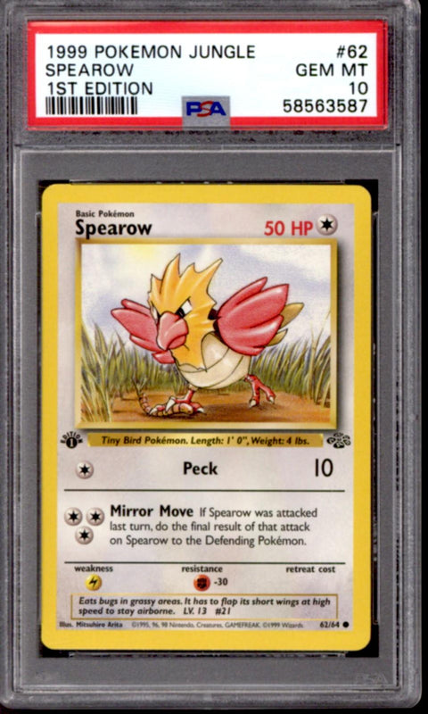 Pokemon Jungle 1st Edition Spearow 62/64 PSA 10 GEM MINT