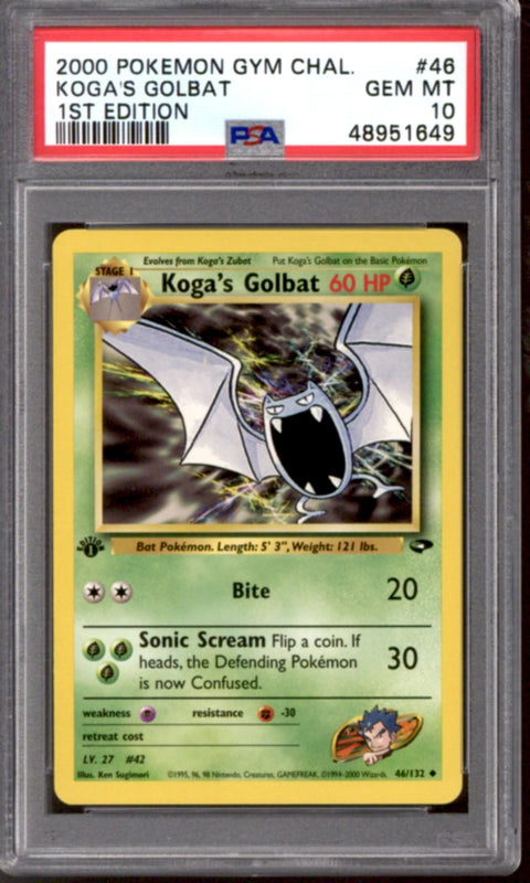 Pokemon Gym Challenge 1st Edition Koga's Golbat 46/132 PSA 10 GEM MINT