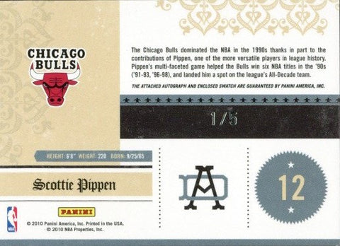 2010 Panini National Treasures All Decade Scottie Pippen Auto #12 1/5