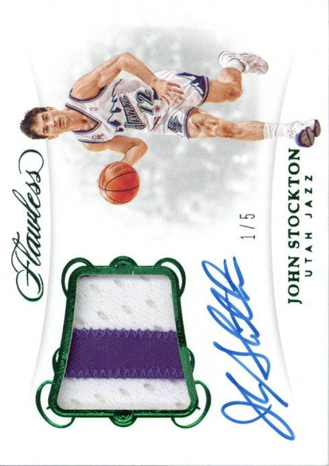 2018/19 Panini Flawless #PA-JSK John Stockton 1/5 Patch Autograph