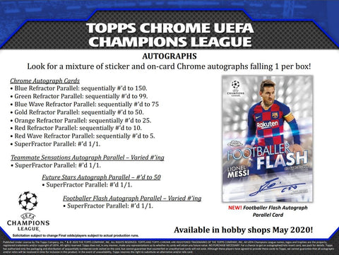 2019/20 Topps Chrome UEFA Champions League Soccer Hobby
