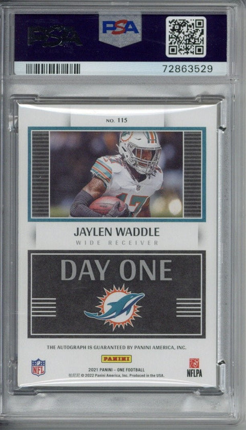 2021 Panini One #115 Jaylen Waddle Autograph - Gold 3/10 PSA 10