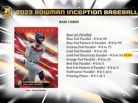 2023 Bowman Inception Baseball Hobby