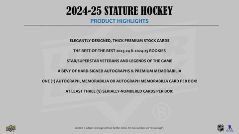 2024/25 Upper Deck Stature Hockey Hobby