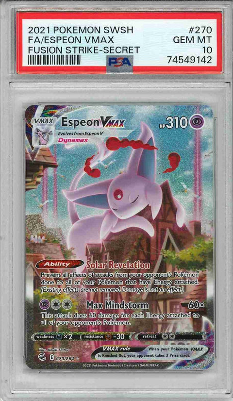 Pokemon Sword And Shield Full Art Espeon VMAX #270 PSA 10