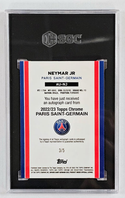 2022/23 Topps Chrome PSG Team Set Neymar Jr. Auto 3/5 SGC 9.5