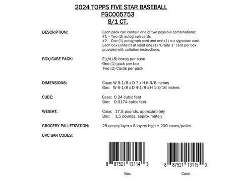 2024 Topps Five Star Baseball Hobby