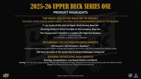 2025/26 Upper Deck Series 1 Hockey Tin (Box) Case (12 Ct.)