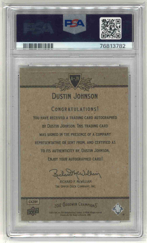 2012 Goodwin Champions Dustin Johnson Autographs PSA 10