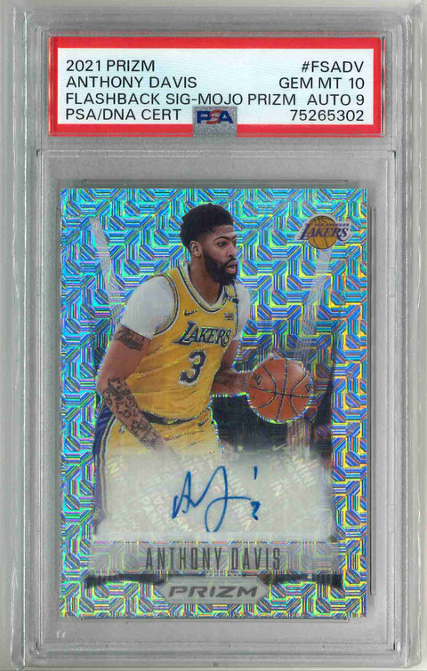2021 Prizm Anthony Davis Flashback SIG-MOJO PRIZM PSA 10 AUTO 9