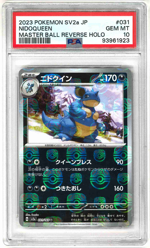 Pokemon Japanese 151 Nidoqueen 031/065 PSA 10 Masterball Reverse Holo