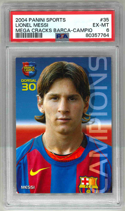 2004 Panini Sports Mega Cracks Barca Campio Lionel Messi ROOKIE #35 PSA 6