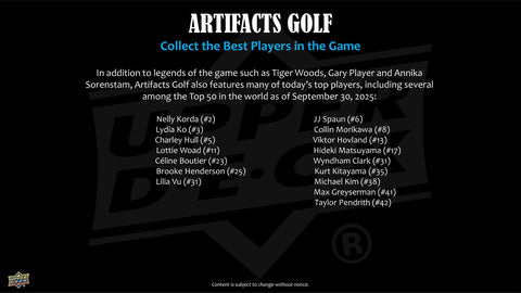 2026 Upper Deck Artifacts Golf Hobby