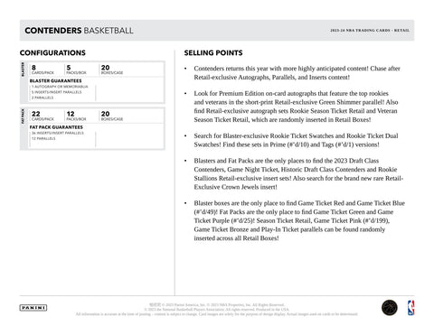 2023/24 Panini Contenders Basketball 5-Pack Blaster