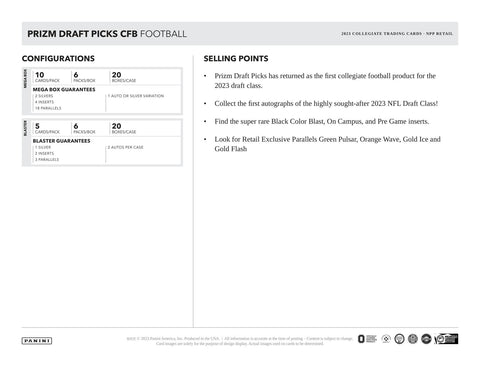 2023 Panini Prizm Draft Picks Football Mega