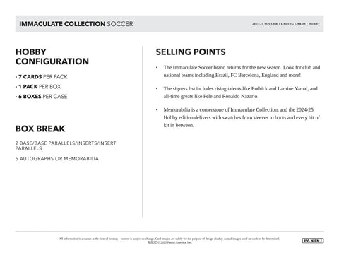2024/25 Panini Immaculate Soccer Hobby