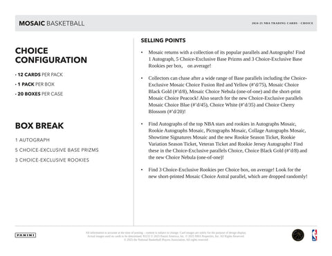 2024/25 Panini Mosaic Basketball Choice