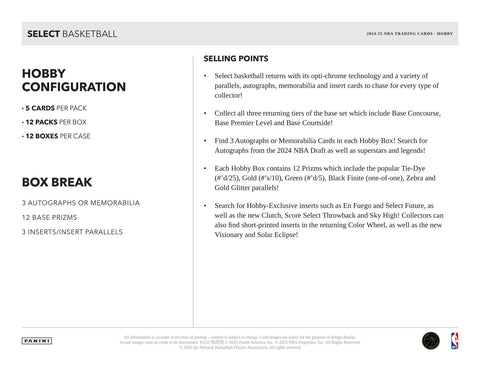 2024/25 Panini Select Basketball Hobby