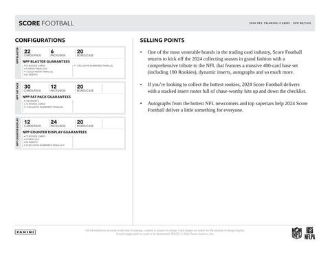 2024 Panini Score Football Retail 24-Pack