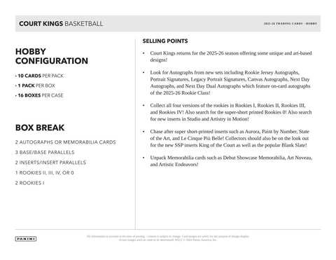 2025/26 Panini Court Kings Basketball Hobby