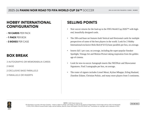 2025/26 Panini Noir Road to FIFA World Cup Soccer Hobby International