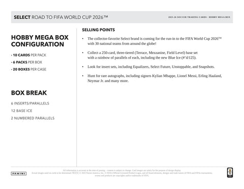2025/26 Panini Select Road to FIFA World Cup Soccer Mega Hobby