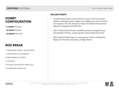 2025 Panini Certified Football Hobby