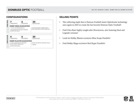 2025 Panini Donruss Optic Football 6-Pack Hobby Blaster (Blue Scope Parallels!)