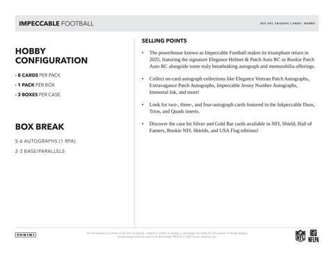 2025 Panini Impeccable Football Hobby