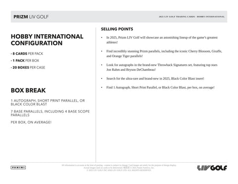 2025 Panini Prizm LIV Golf International Hobby