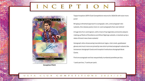 2024/25 Topps Inception UEFA Club Competitions Soccer Hobby (Presell)