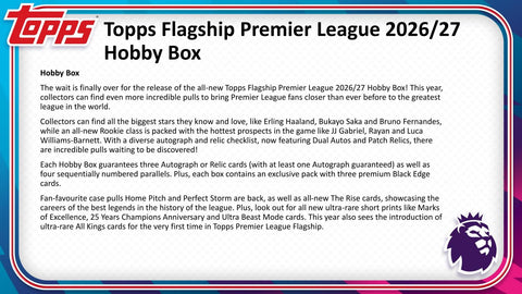 2026/27 Topps Premier League EPL Soccer Hobby (Presell)