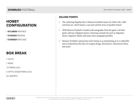 2026 Panini Donruss Football Hobby (Presell)