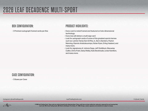 2026 Leaf Decadence Multisport Hobby