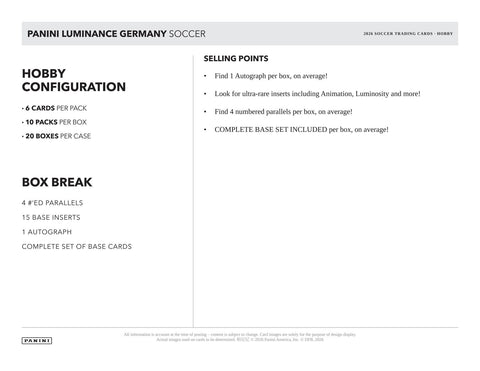 2026 Panini Luminance Germany Soccer Hobby