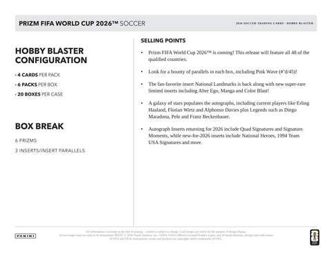 2026 Panini Prizm FIFA World Cup Soccer Blaster Hobby