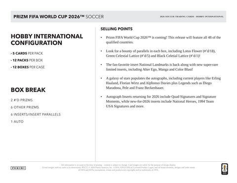 2026 Panini Prizm FIFA World Cup Soccer Hobby International