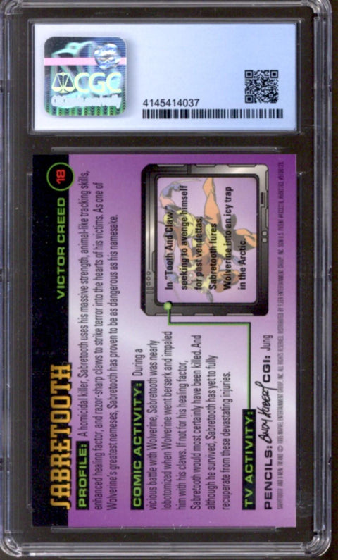 1995 Sabretooth Fleer Ultra X-Men All-Chromium Fleer #18 CGC 9.5 *4145414037*