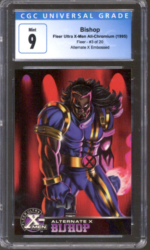 1995 Bishop Fleer Ultra X-Men All-Chromium Fleer #3/20 Alternate X Embossed CGC 9.0 *4145414156*