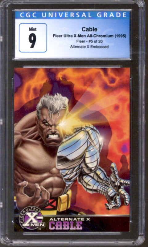 1995 Cable Fleer Ultra X-Men All-Chromium Fleer #5/20 Alternate X Embossed CGC 9.0 *4145414159*