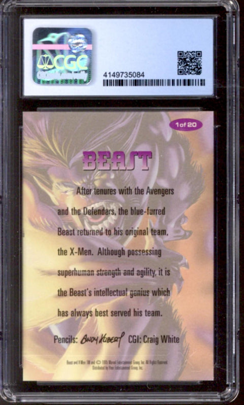 1995 Beast Fleer Ultra X-Men All-Chromium Fleer #1/20 Alternate X Embossed CGC 9.0 *4149735084*