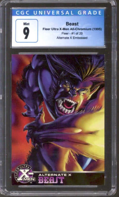 1995 Beast Fleer Ultra X-Men All-Chromium Fleer #1/20 Alternate X Embossed CGC 9.0 *4149735084*