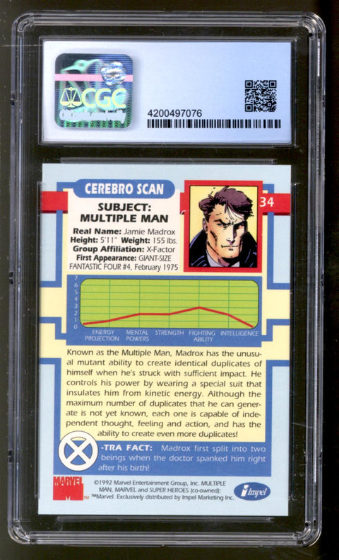 1992 Multiple Man X-Men Series I Impel #34 CGC 9.5 *4200497076*