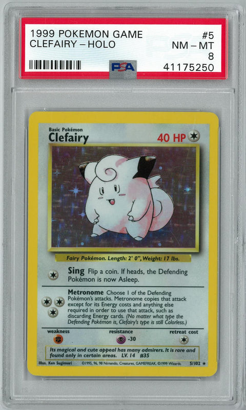 Pokemon Base Set Unlimited Clefairy 5/102 PSA 8