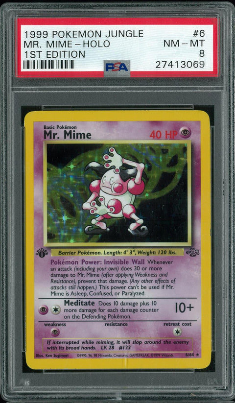 Pokemon Jungle 1st Edition Mr. Mime 6/64 PSA 8