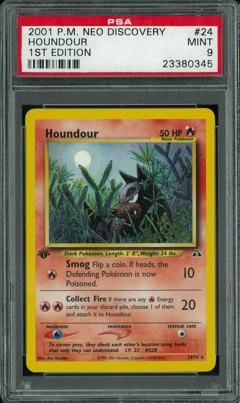 Pokemon Neo Discovery 1st Edition Houndour 24/75 PSA 9