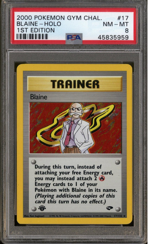 Pokemon Gym Challenge 1st Edition Blaine 17/132 PSA 8