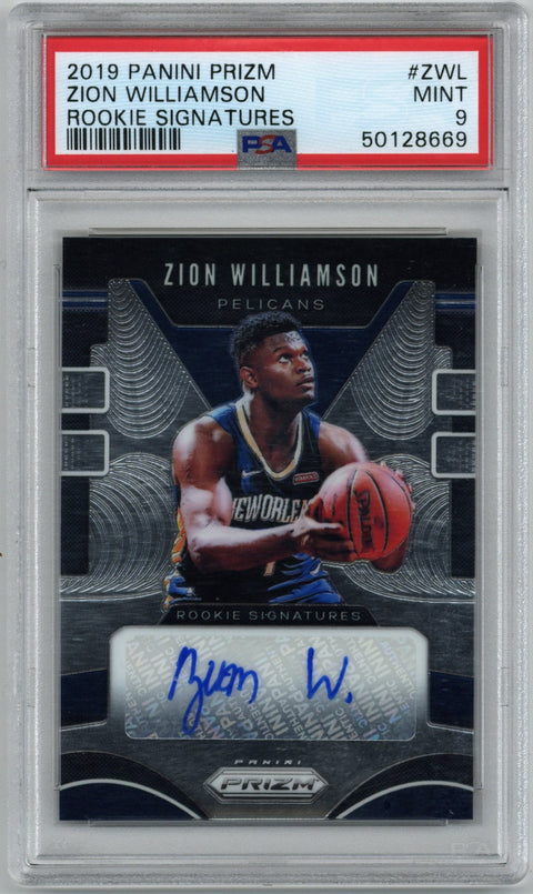 2019/20 Panini Prizm Zion Williamson Auto Card #RS-ZWL PSA 9