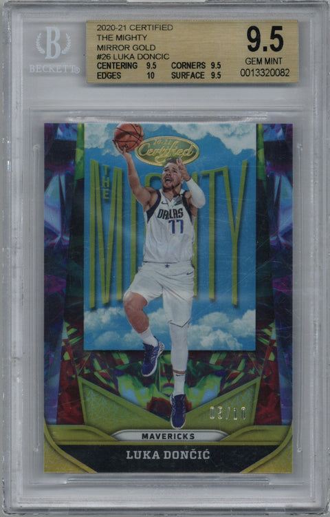 2020/21 Panini Certified The Mighty Luka Doncic Mirror Gold 05/10 #26 BGS 9.5