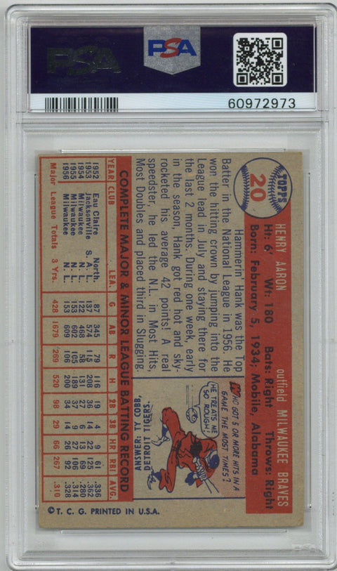 1957 Topps #20 Hank Aaron PSA 5